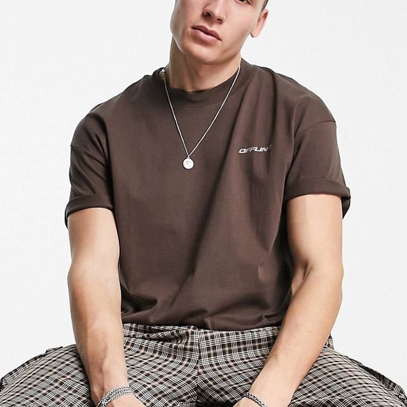 ASOS Night Addict 'Offline' print t-shirt in brown NEVER WORN - Picture 4 of 4